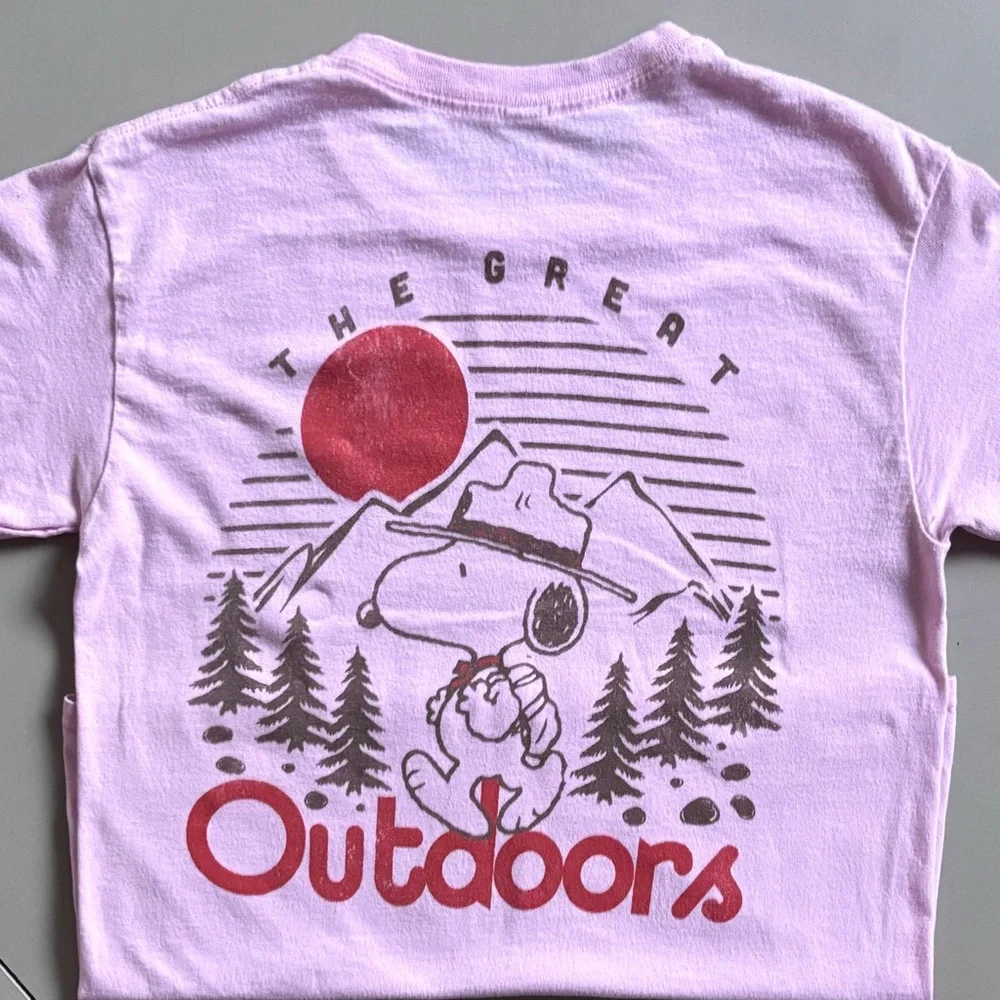 PEANUTS Hybrid Snoopy Graphic Print Backpacking The Great Outdoors Tee Shirt - Picture 5 of 7